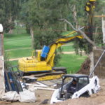 Construction work with heavy machines
