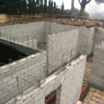 side view of Wall construction on site
